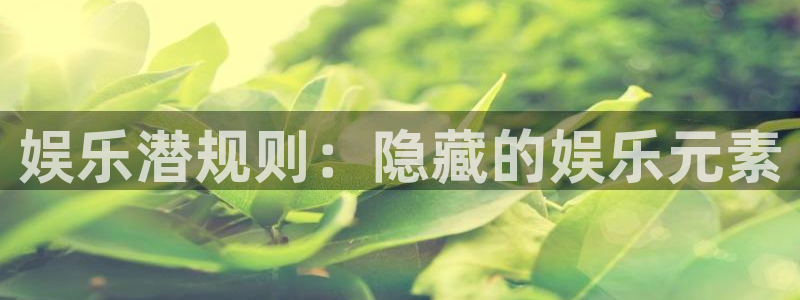 彩神v1：娱乐潜规则：隐藏的娱乐元素